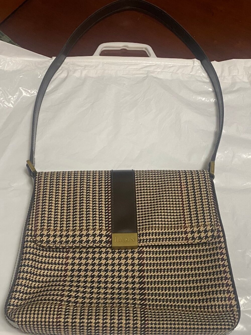 Vintage Ralph Lauren Houndstooth Crossbody Magnetic Bag Never Used